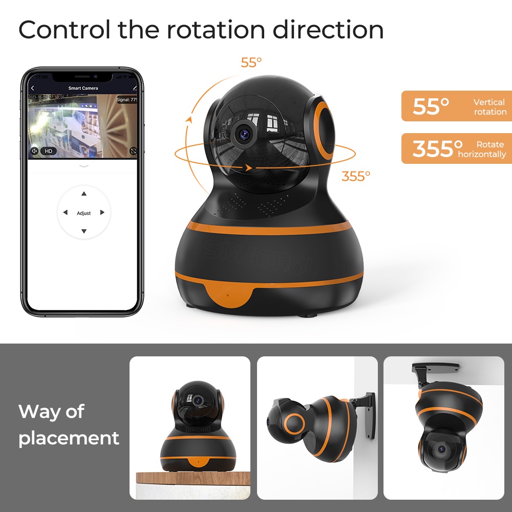 Camera An Ninh SMATRUL 1080P FHD CCTV Thông Minh Có Thể Tự Động Theo Dõi Con Người