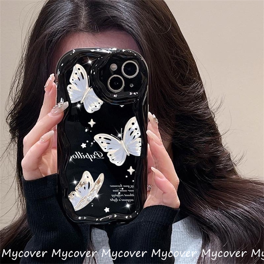 Ốp Điện Thoại Silicone Mềm Chống Sốc In Hình Bướm Trắng Cho iPhone 11 12 13 14 Pro Max X Xr Xs 8 7 6 Plus SE 2020