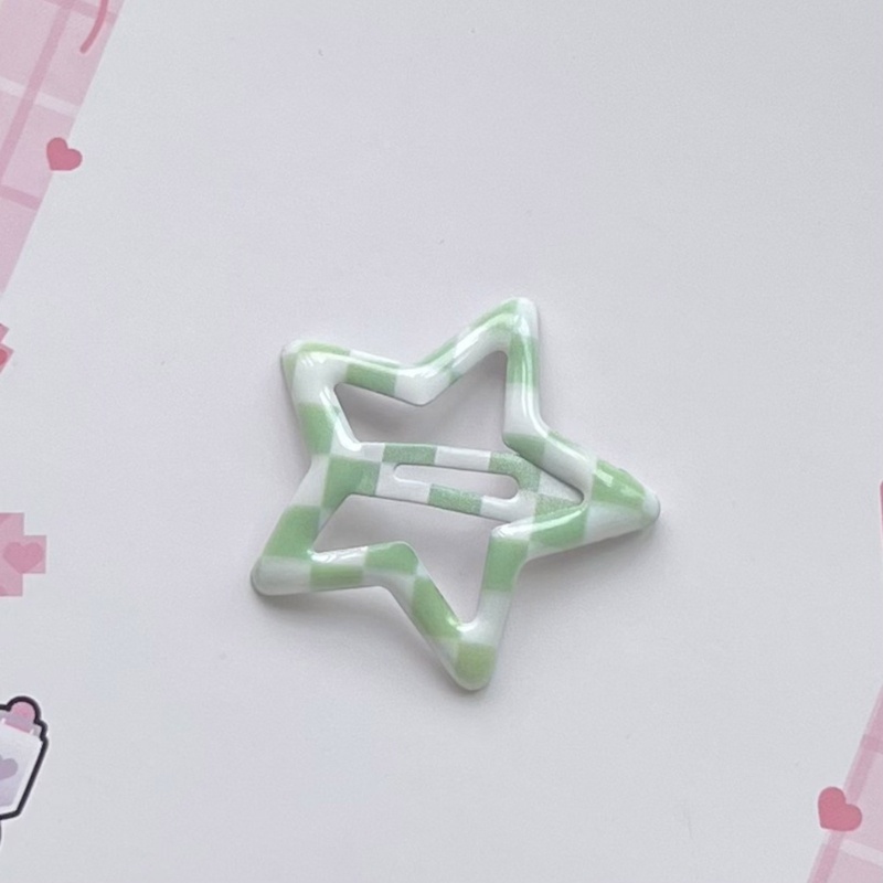 Kẹp Tóc Mái Hình Ngôi Sao / Kẻ Ô Vuông Y2K Chống Trượt Thời Trang Xuân Hè Cho Nữ