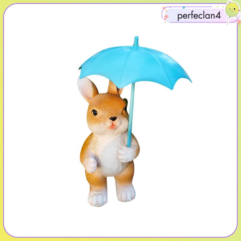Set 4 Mô Hình Thỏ Cầm Dù Bằng Nhựa Resin Trang Trí Sân Vườn