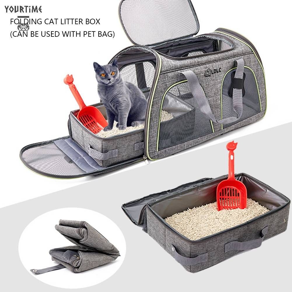 Hộp Đi Vệ Sinh Di Động Hình Chữ Nhật Có Thể Gập Lại Kèm Xẻng Cho Mèo