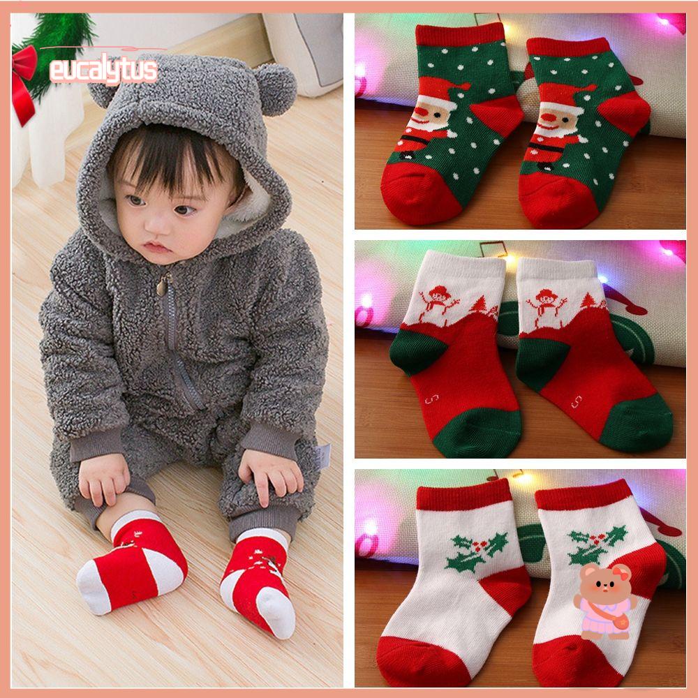 Bộ 5 Đôi Vớ Cotton Họa Tiết Người Tuyết Hoạt Hình Phong Cách Giáng Sinh
