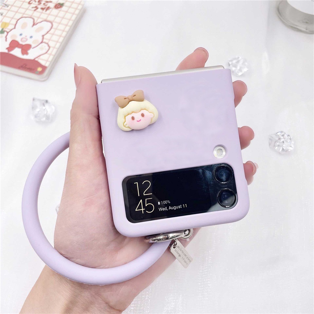 Ốp Điện Thoại Cầm Tay 3D Màu Tím Cho Samsung Galaxy Z Flip 3 4 5G Z Flip3 flip4 Zflip3 Z flip4