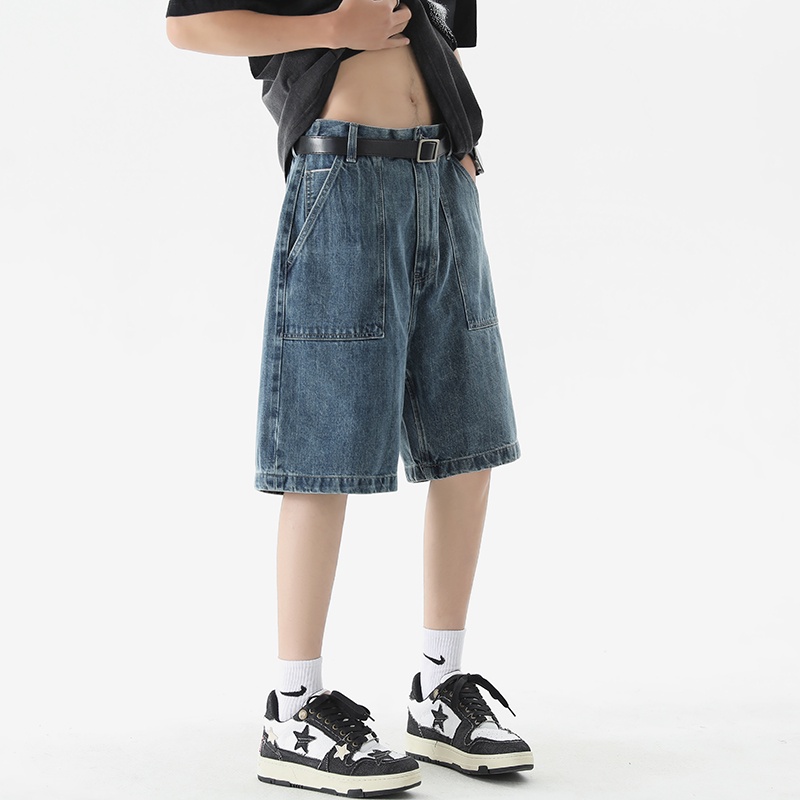 Quần Short Denim Dáng Rộng Phong Cách Retro Thời Trang Mùa Hè Cao Cấp Cho Nam