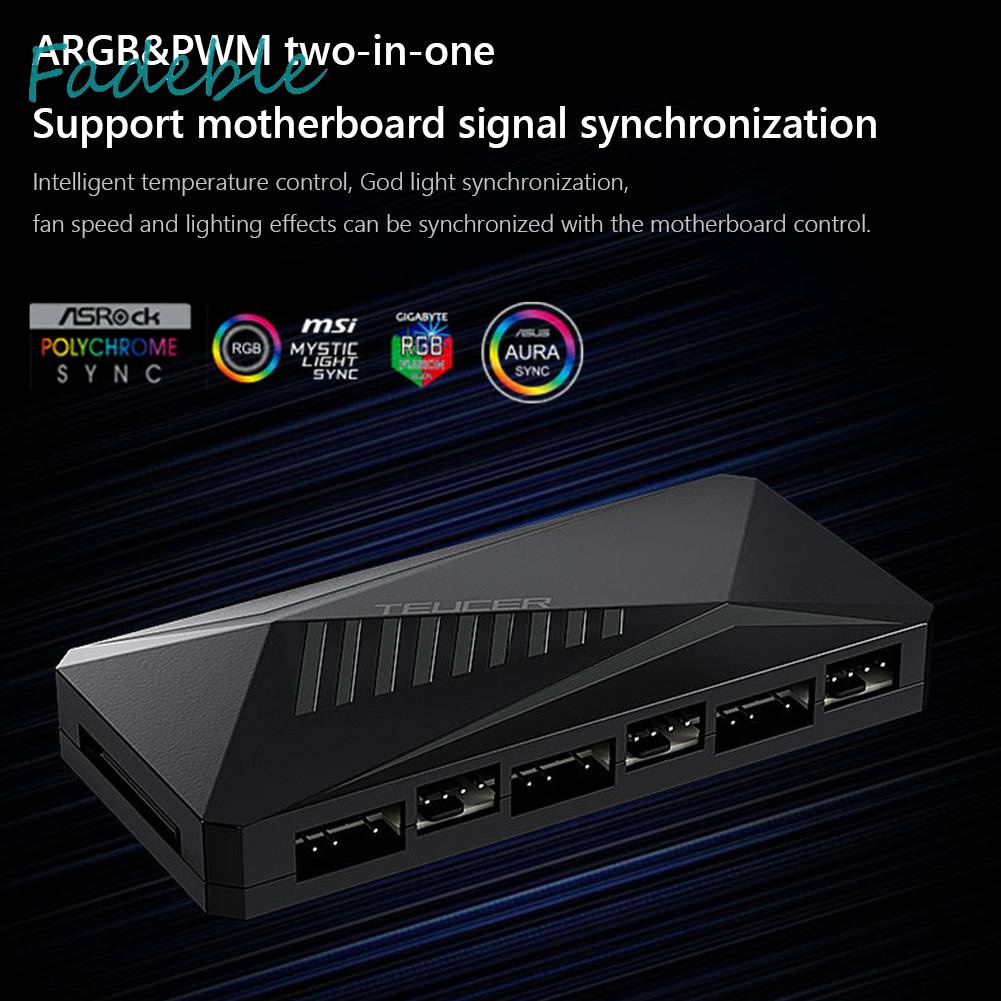 Bộ Chia 6 Cổng Quạt 12V 4PIN PWM 2 Trong 1 Ốp