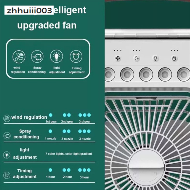 Quạt Điều Hòa Làm Mát 6 Inch Với 3 Tốc Độ 5 7 Màu Sắc Và Đèn Nhỏ Gọn Tiện Dụng