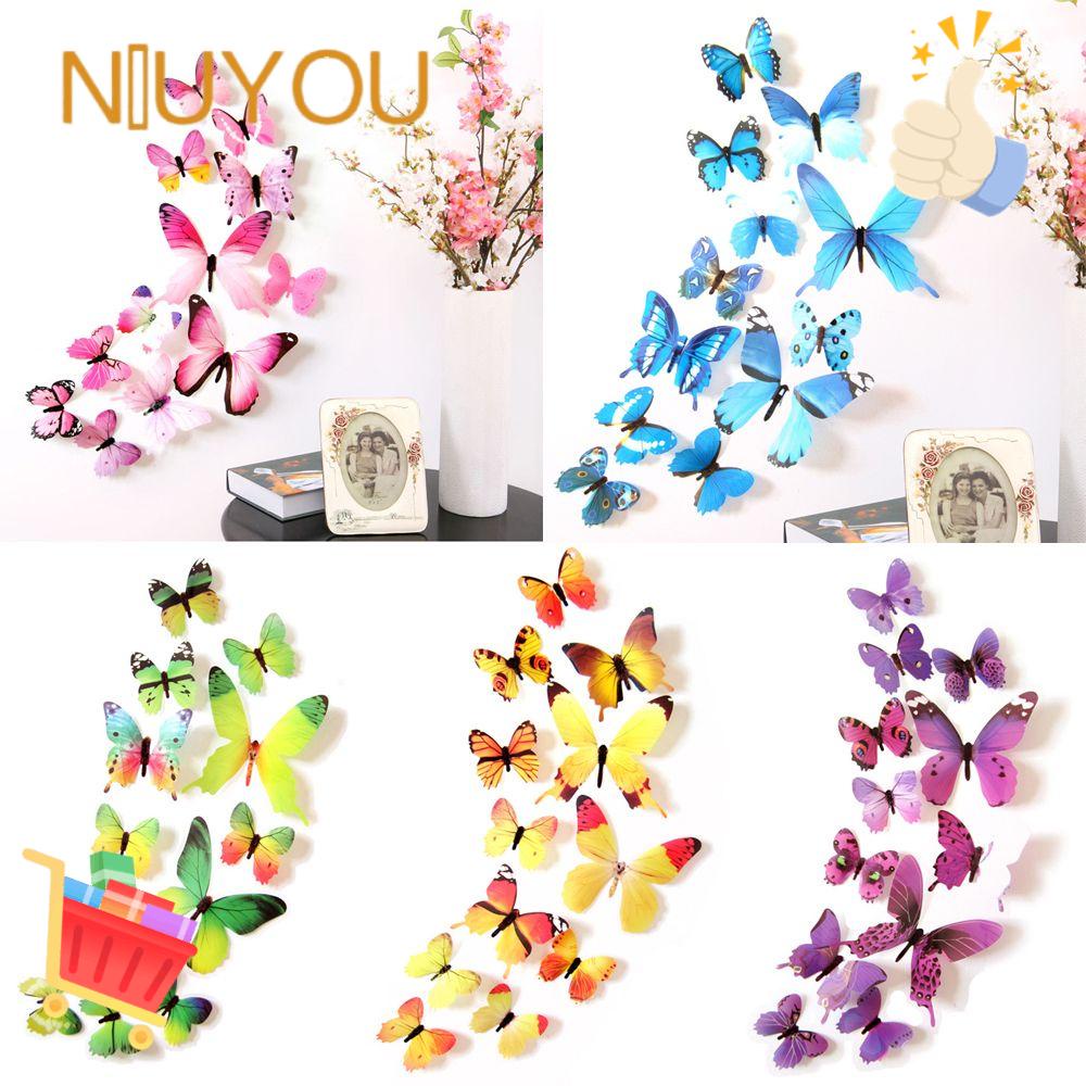 Set 12 Miếng Dán Tường Bằng PVC Một Lớp Trang Trí Nhà Cửa