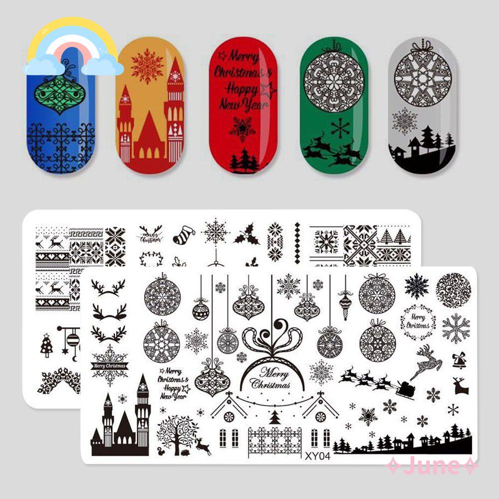 1 Khuôn Trang Trí Móng Tay Nghệ Thuật Mẫu Mới Bằng Thép Không Gỉ Hình Hoa Tuyết Tuần Lộ