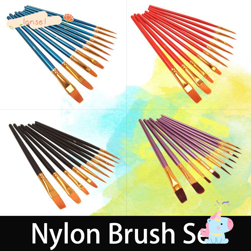 Set 10 Cọ Vẽ Màu Nước Đa Năng 4 Màu Sắc Tùy Chọn Dành Cho Trẻ Em