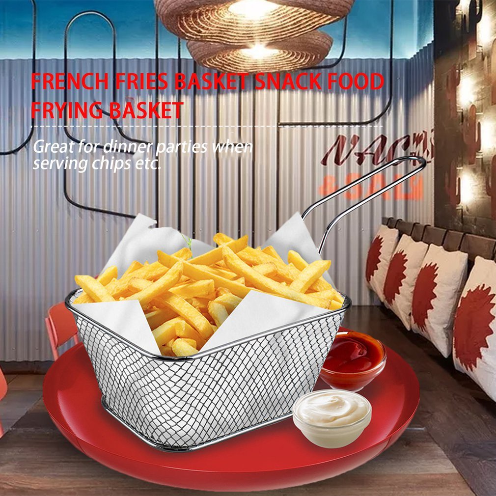=Christmas=Stainless Steel Chef Basket Mini Fry Baskets Fryer Cooking French Fries Basket