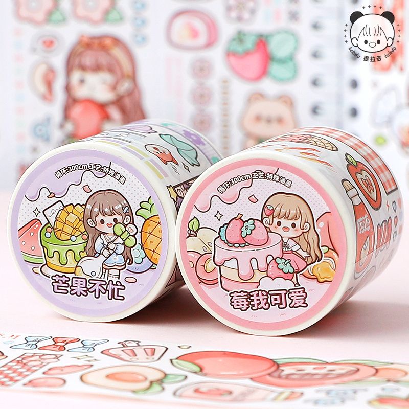 Cuộn Băng Keo Dán Sổ Tay Hình Thỏ Và Trà Chiều Lãng Mạn Dễ Thương 3m