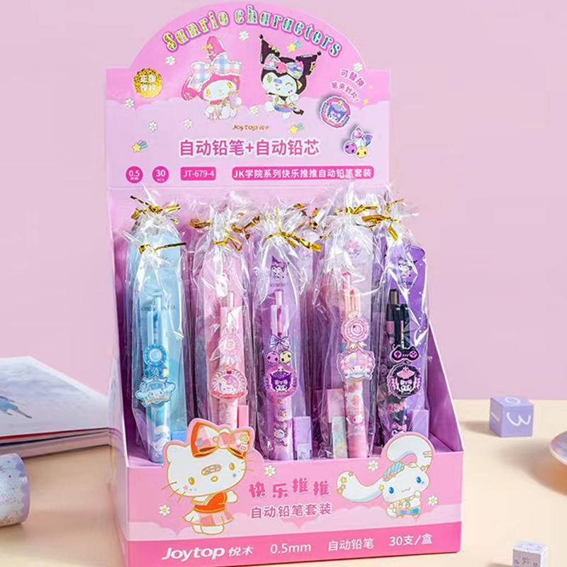 Set 2 Bút Chì Cơ Tự Động Sanrio Mymelody Kuromi Cinnamoroll Dễ Thương Kèm Lõi Thay Thế Cho Học Sinh