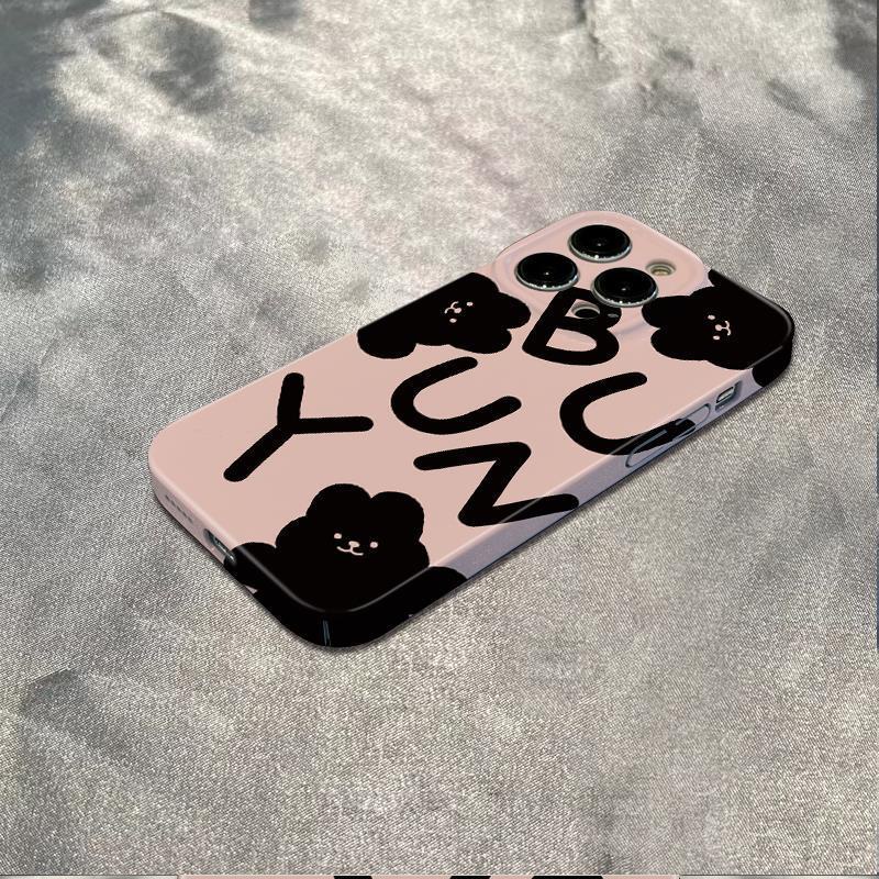 Ốp Điện Thoại Dẻo Màu Đen / Hồng Họa Tiết Chú Thỏ Dễ Thương Chống Sốc Cho iPhone1211max 78 14pro 6In 13