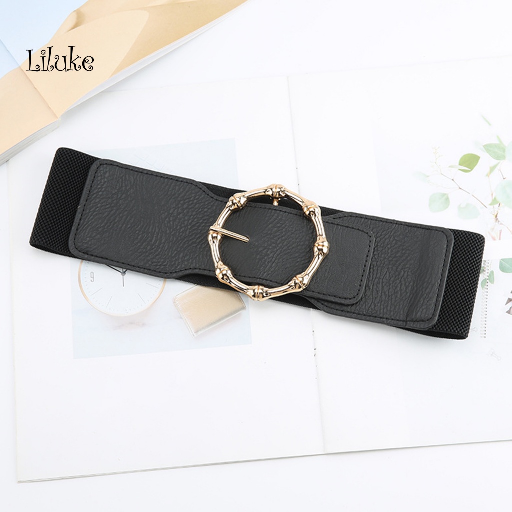 Thắt Lưng Nữ Giả Da Màu Trơn Khóa Tròn Thời Trang