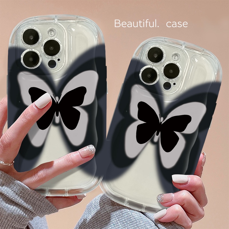 Ốp Điện Thoại Silicone Trong Suốt Chống Sốc In Hình Bướm Cho IPhone 14 13 12 11 Pro Max 7 + 8 Plus XS X XR