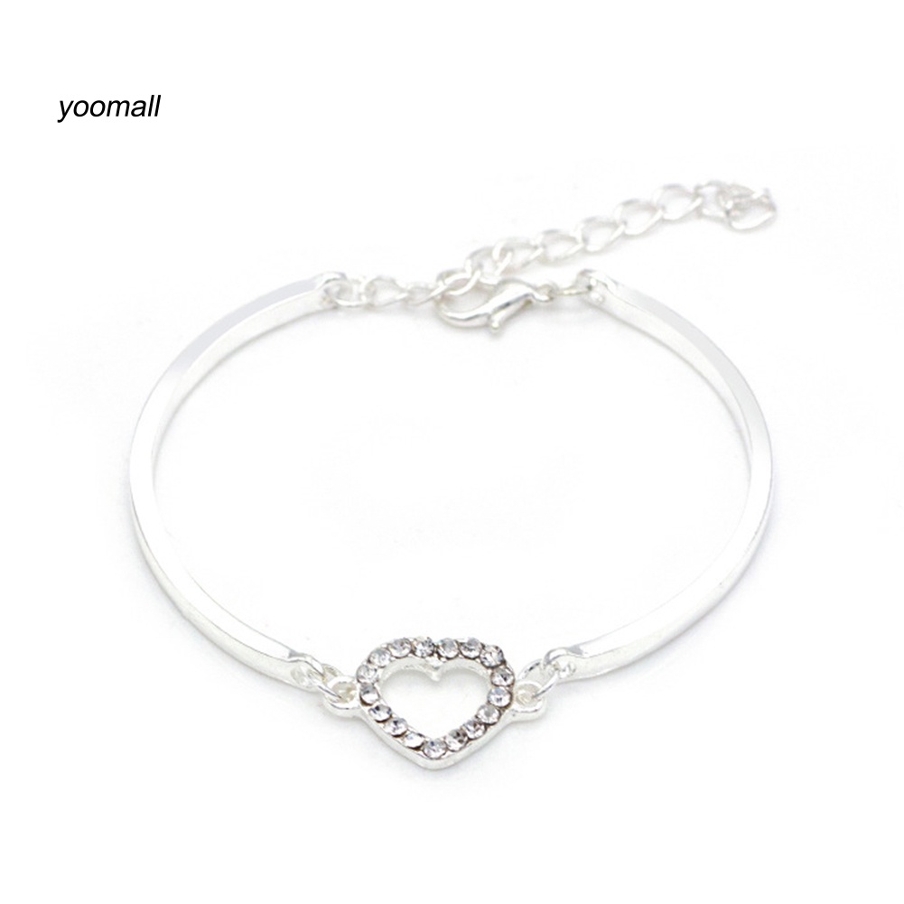 Vòng Tay Mặt Hình Trái Tim Đính Đá Thời Trang Cho Nữ