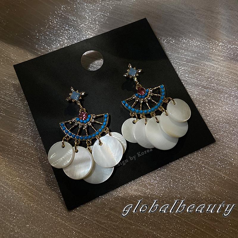 Bông Tai Dáng Dài Hình Tròn Phong Cách Vintage Thanh Lịch Cho Nữ