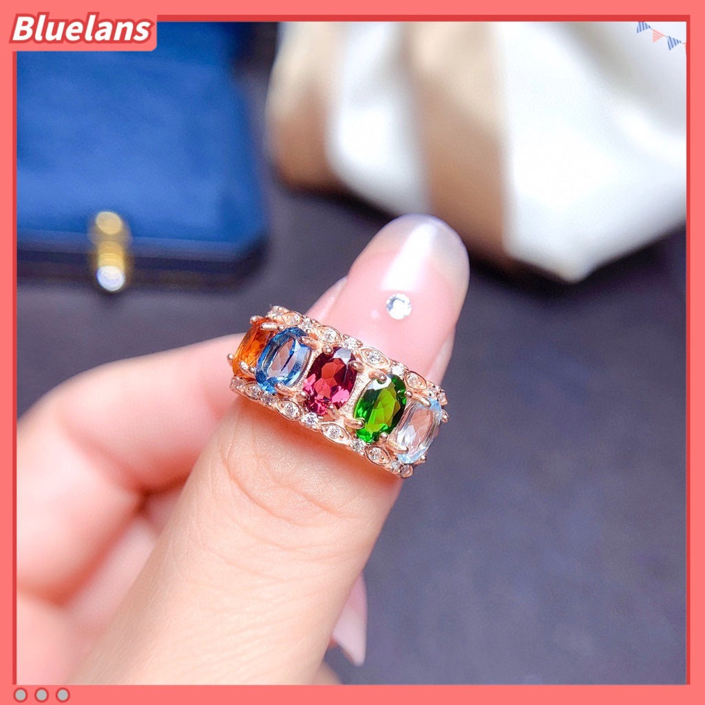 [BLS] Nhẫn Dạng Hở Đính Pha Lê Tự Nhiên Nhiều Màu Cho Nữ