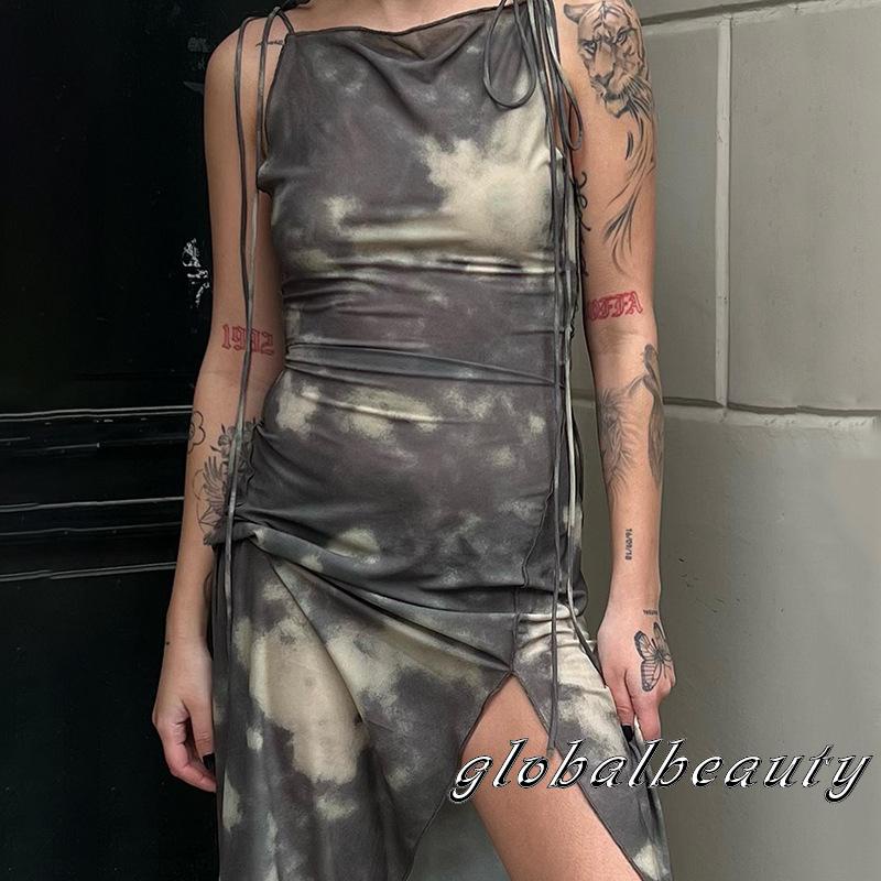 Đầm Dài Không Tay Màu Nhuộm Họa Tiết Thời Trang Mùa Hè Cho Nữ