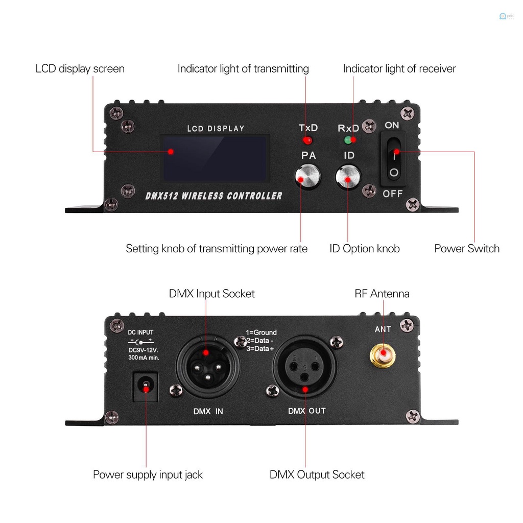 Bộ Điều Khiển Đèn yn73DMX512 Không Dây 2.4G ISM 126 CH LCD Cho Sân Khấu DJ Disco Có Ăng Ten Màu Đen