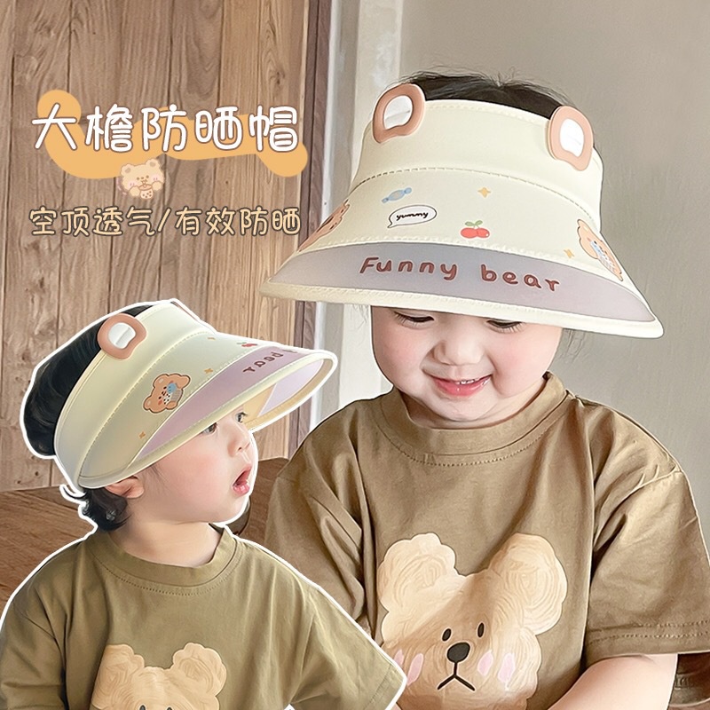 Mũ Vành Rộng Hở Chóp Chống Tia UV Thoáng Khí Thời Trang Đi Biển Xinh Xắn Dành Cho Bé