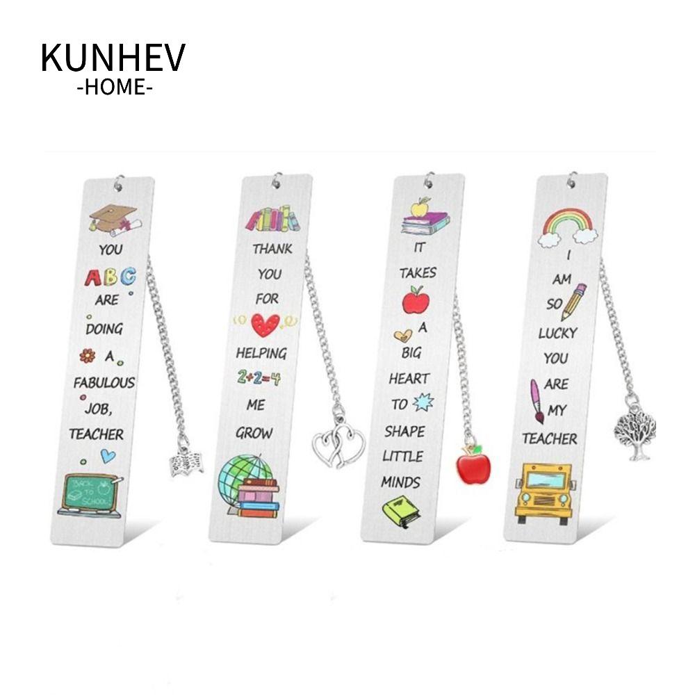 KUNHEV Kẹp Đánh Dấu Trang Sách Bằng Kim Loại Kiểu Vintage Dùng Làm Quà Tặng Cho Giáo Viên