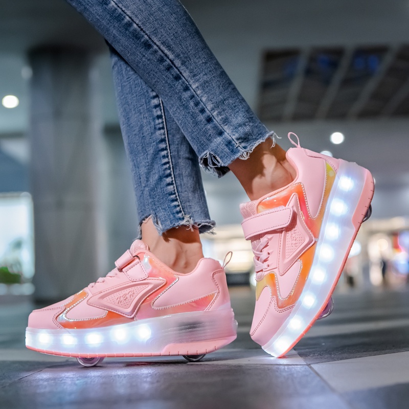 Giày Trượt Patin Có 4 Bánh Xe Có Đèn LED Phát Sáng Nhiều Màu Sắc Dành Cho Trẻ Em Và Nam Nữ