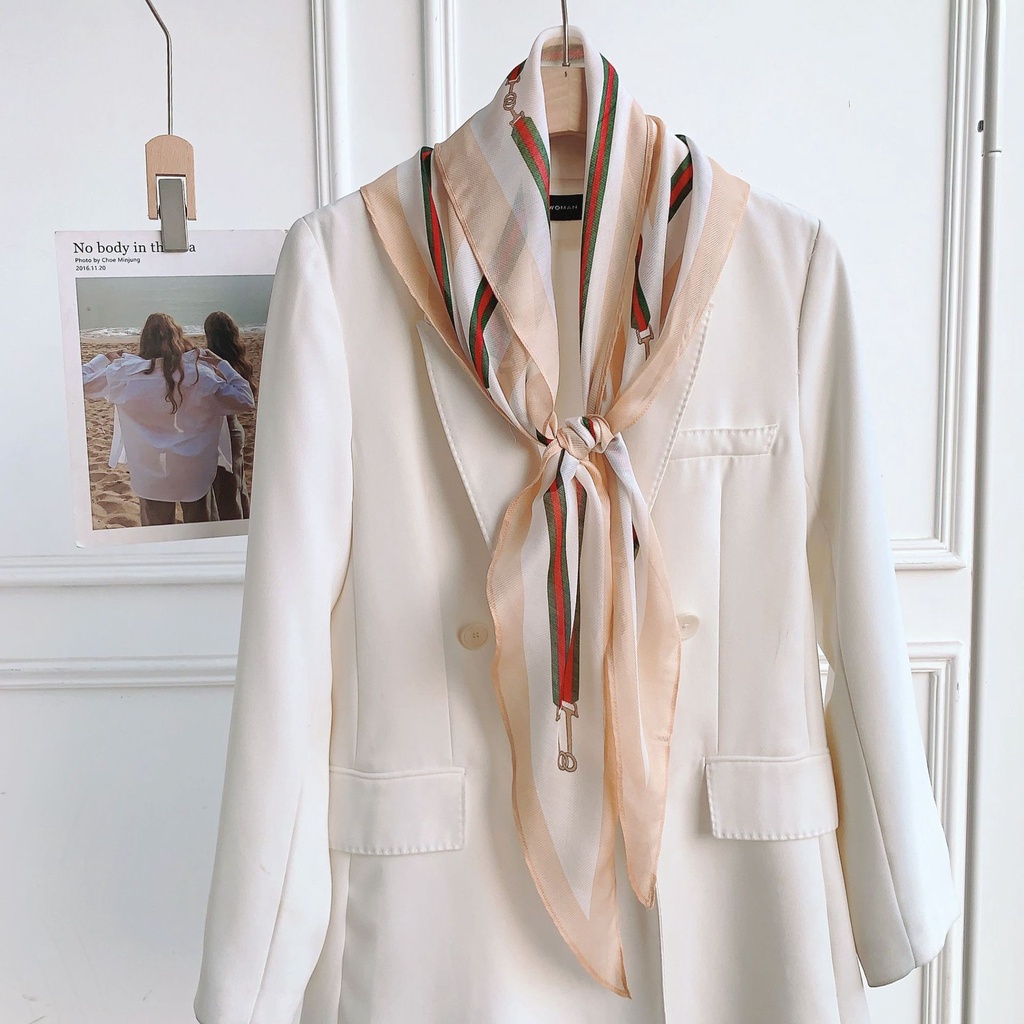 Hàng Mới Về Khăn Quàng Cổ Lụa In Họa Tiết Kim Cương Thời Trang Xuân Thu Trang Trí Thanh Lịch Dành Cho Nữ