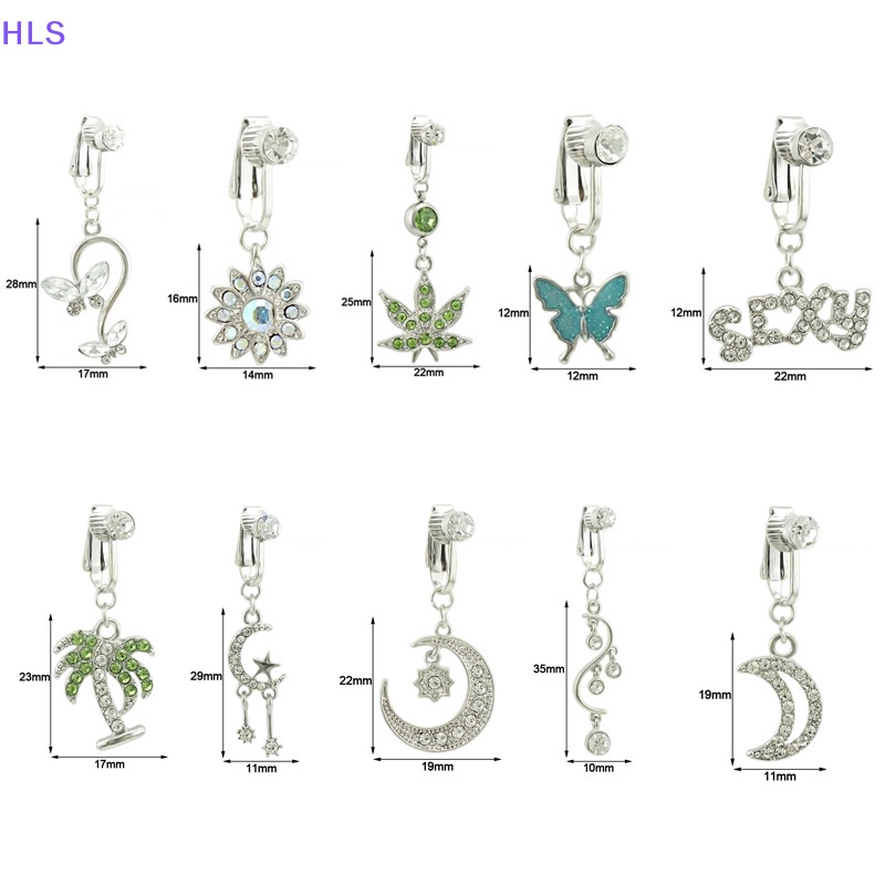 [HLS] Khuyên Rốn Đính Đá Zircon Giả Dạng Kẹp Trang Trí Hình Bướm Mặt Trăng Không Cần Trang Sức Cho Nữ