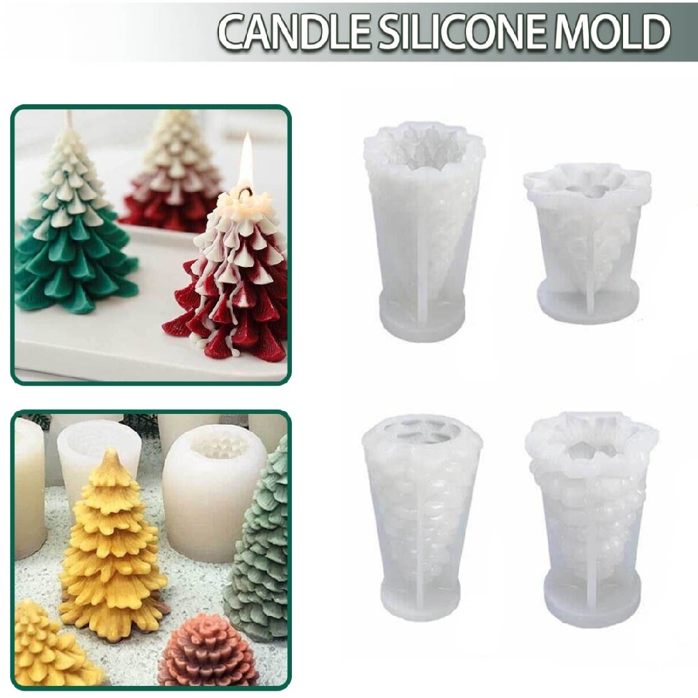 New 3D Christmas Tree Candle Mold Silicone DIY Crafts Molds Decor Making Mould