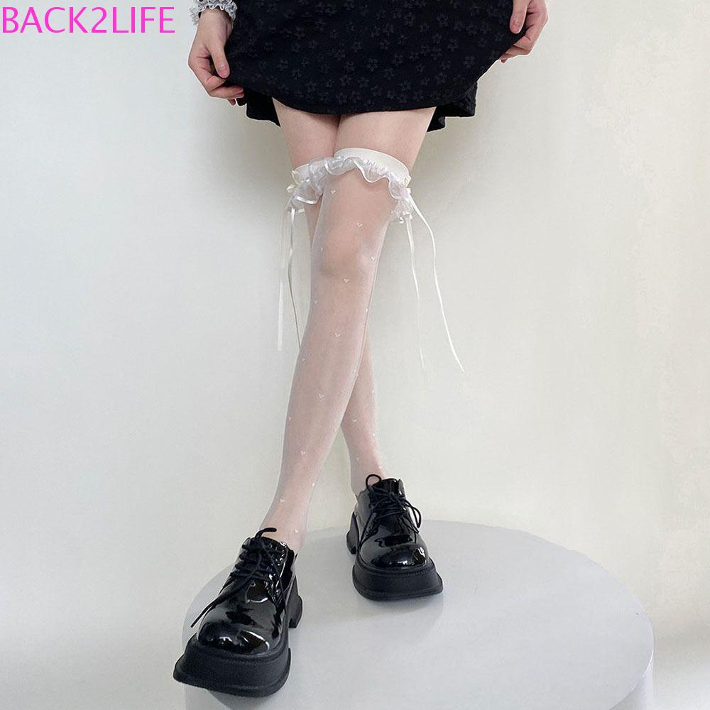 BACK2LIFE Vớ Ren Ống Cao Polyester Co Giãn Hóa Trang Múa Ba Lê Thời Trang Mùa Hè Nhật Bản Dành Cho Bạn Nữ Back2Lilife