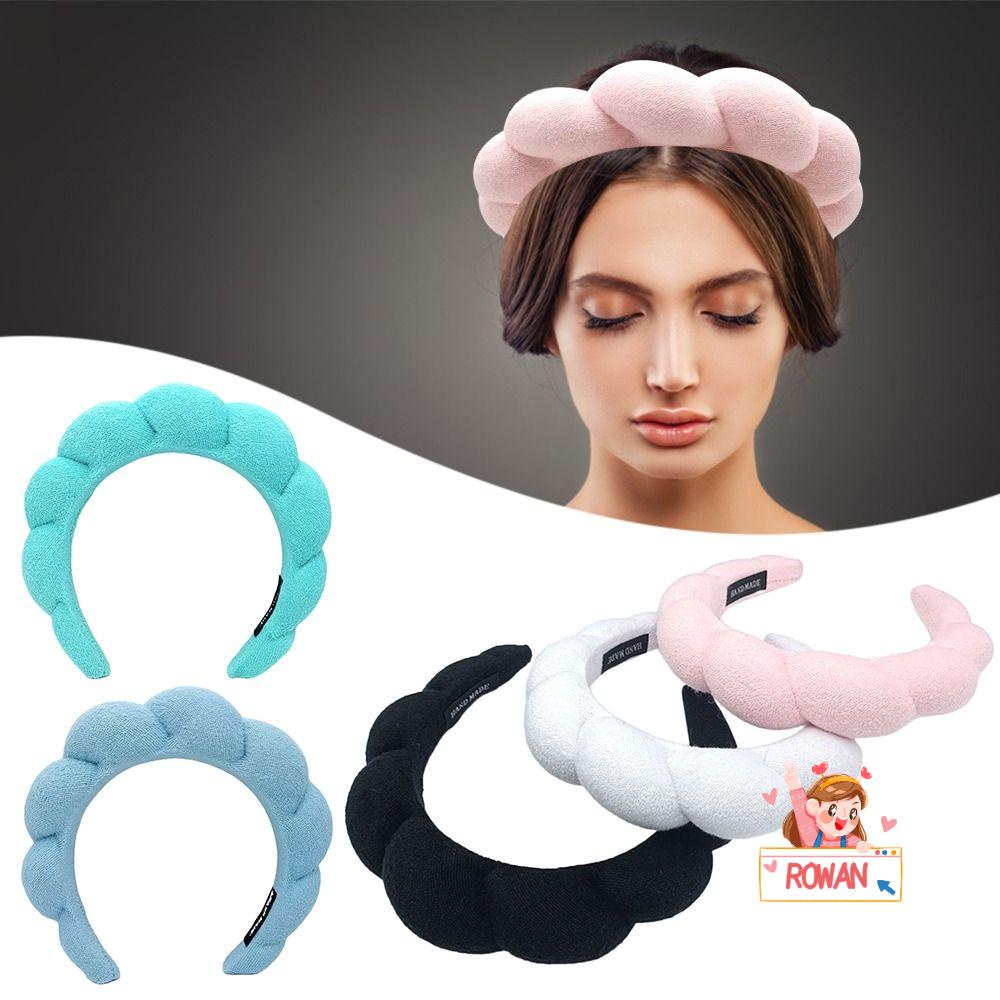 ROWANS Băng Đô Rửa Mặt / Trang Điểm Bằng Bọt Biển Màu Trơn Chống Trượt