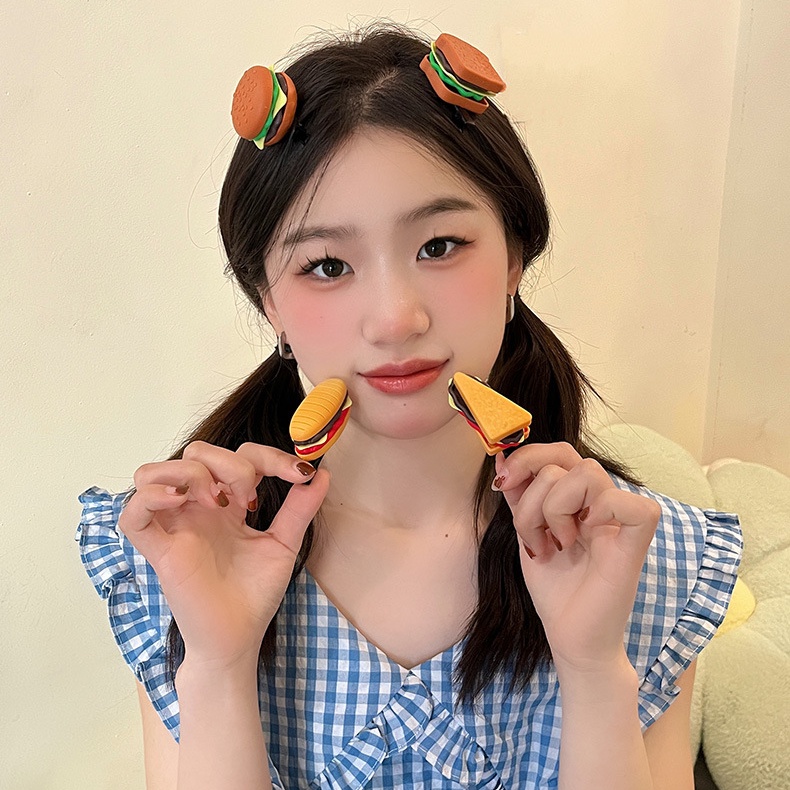 Haimeikang Kẹp Tóc Mini Hình Thức Ăn Vui Nhộn Dễ Thương Cho Bé Gái