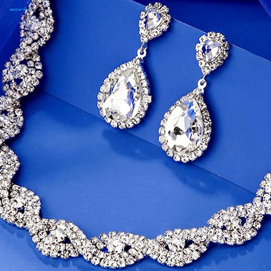 Bộ Phụ Kiện Trang Sức Đính Đá Lấp Lánh Sang Trọng