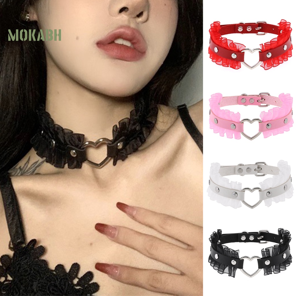 Vòng Cổ Choker Da Giả Đính Đinh Tán Phong Cách Harajuku Punk Cho Nữ