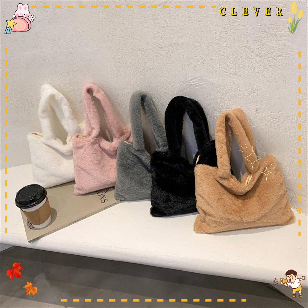 CLEVER Túi Xách Phối Lông Thú Thời Trang Thu Đông Cho Phái Nữ