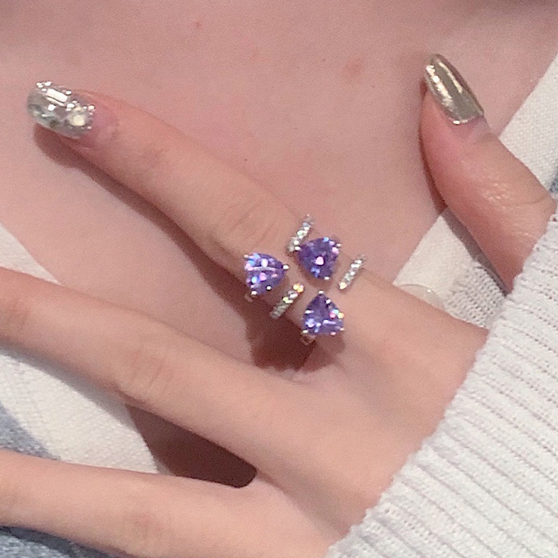 Nhẫn Hở Hình Trái Tim Đính Đá Sang Trọng Cho Nữ