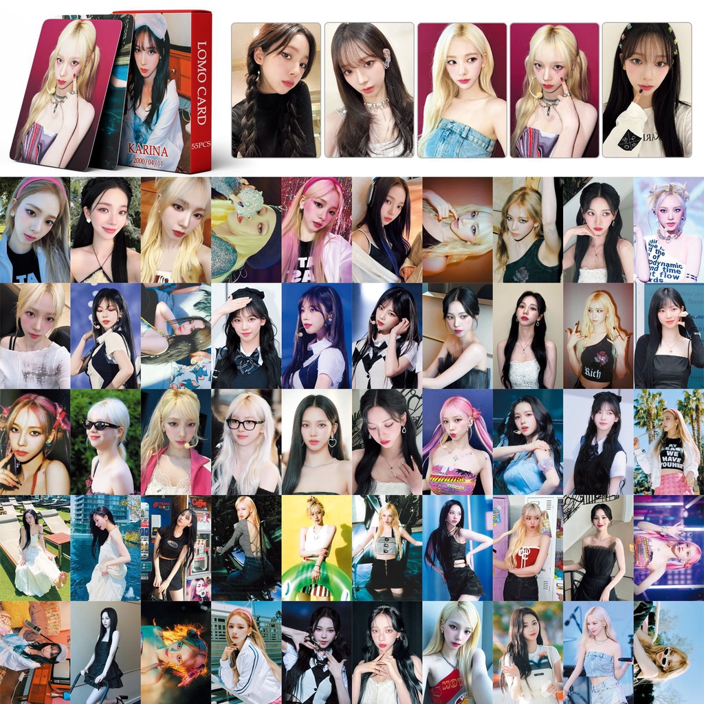 Aes Album Spicy & MY WORLD Photocard KARINA GISELLE WINTER Photocard Lomo Card 55pcs/box