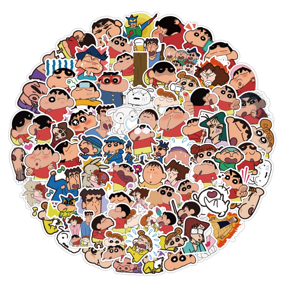 Bộ 60 Sticker Hoạt Hình Cậu Bé Bút Chì Shin-Chan Nhật Bản Dễ Thương Trang Trí Điện Thoại / Cốc Nước