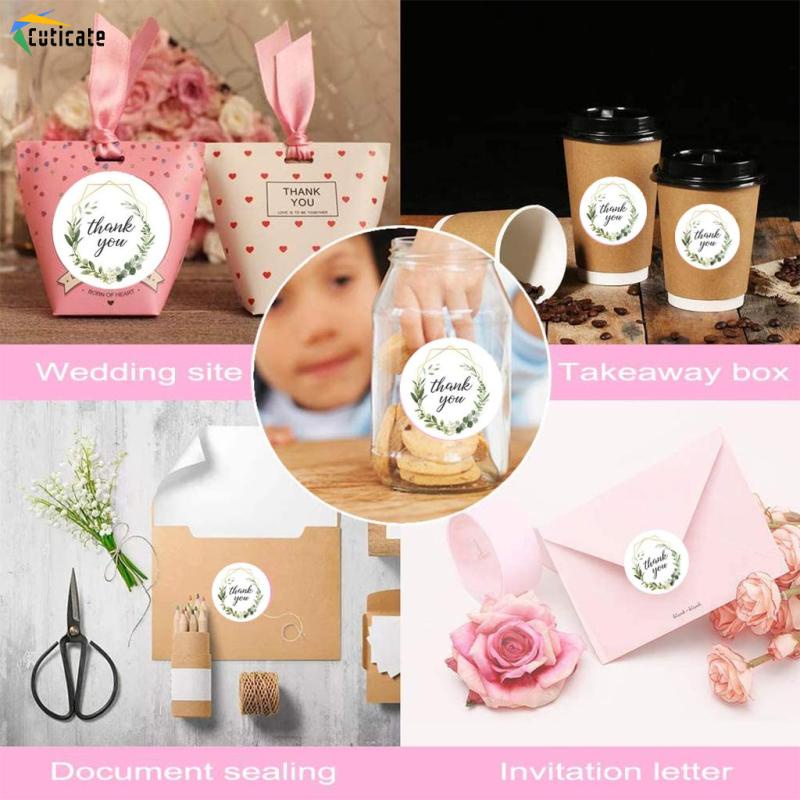 Cuộn 500 Miếng Dán Hình Tròn Trang Trí Túi Bánh Chữ Thank You Szlinyou1 DIY