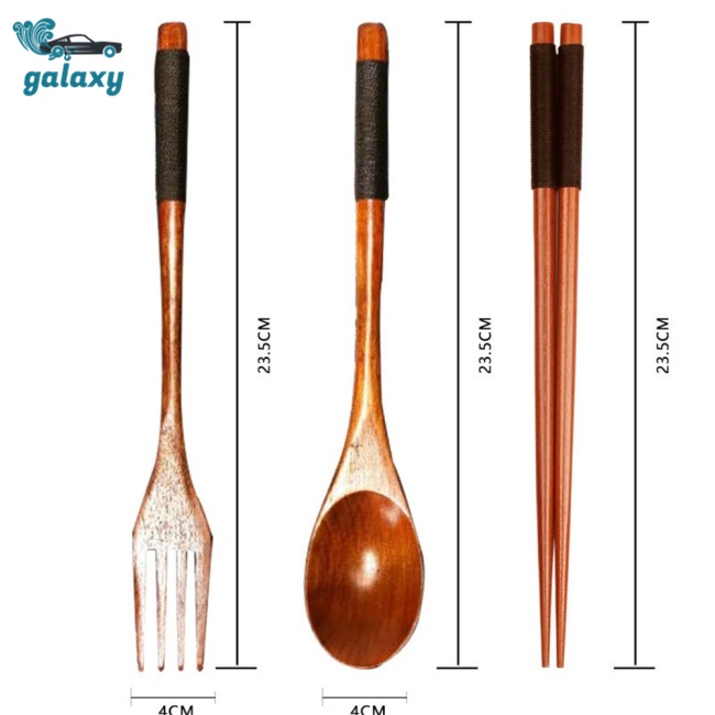 Galaxy Bộ Muỗng Nĩa Đũa Bằng Gỗ Kèm Túi Vải Tái Sử Dụng Được