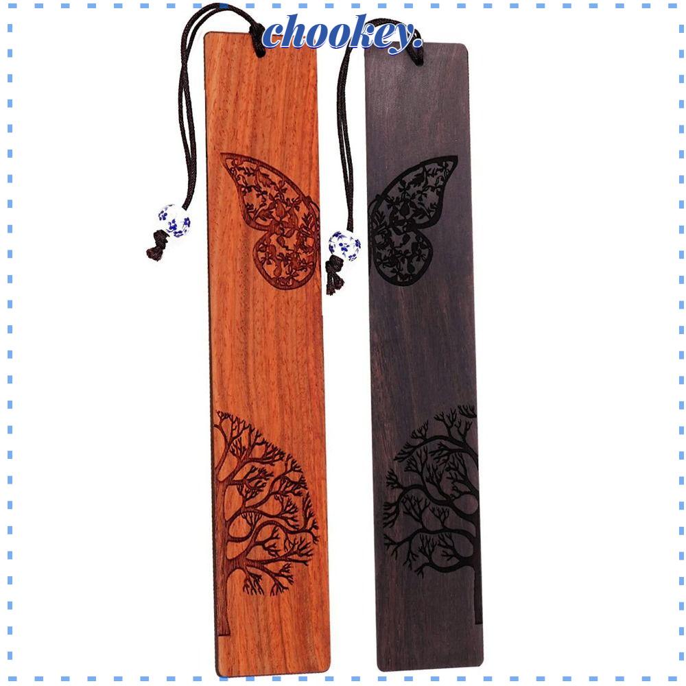 CHOOKEY Bộ 2 Thẻ Đánh Dấu Trang Sách Bằng Gỗ Thủ Công Dùng Làm Quà Tặng