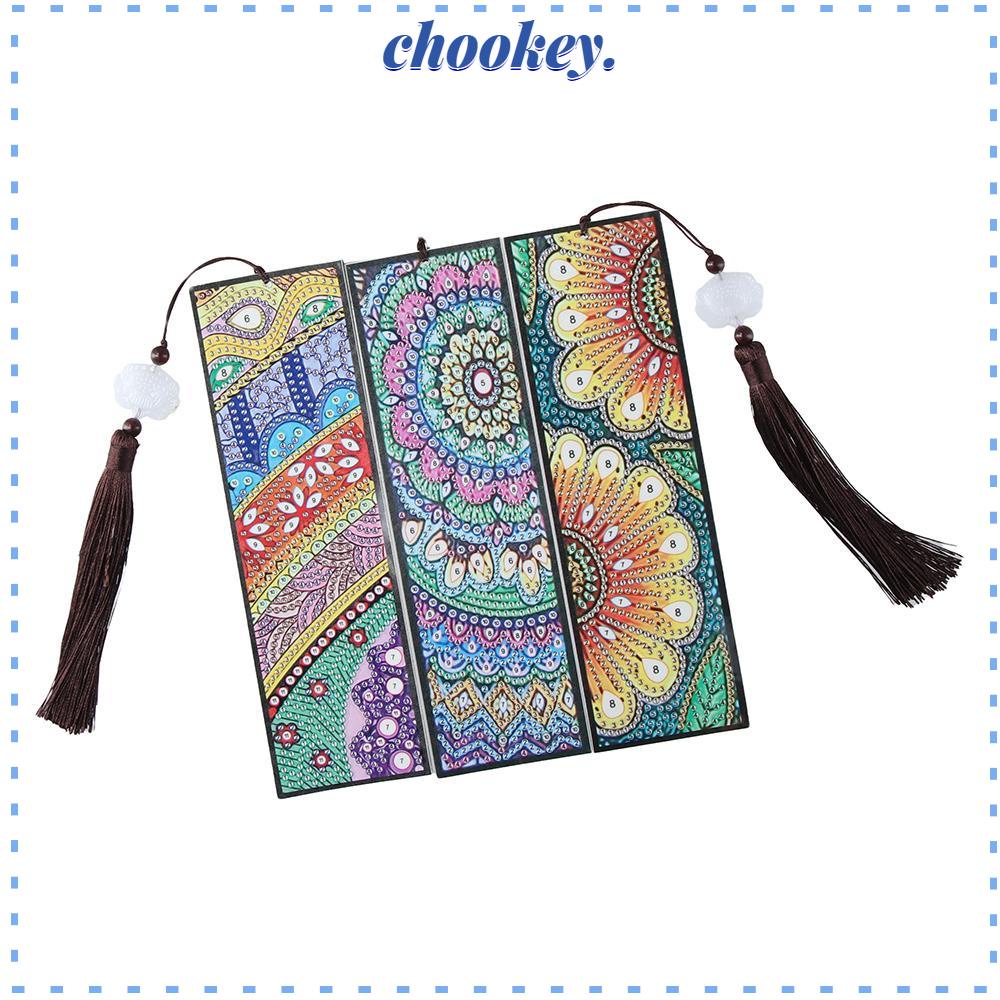 CHOOKEY Bộ 3 Thẻ Đánh Dấu Trang Sách Đính Đá 5d