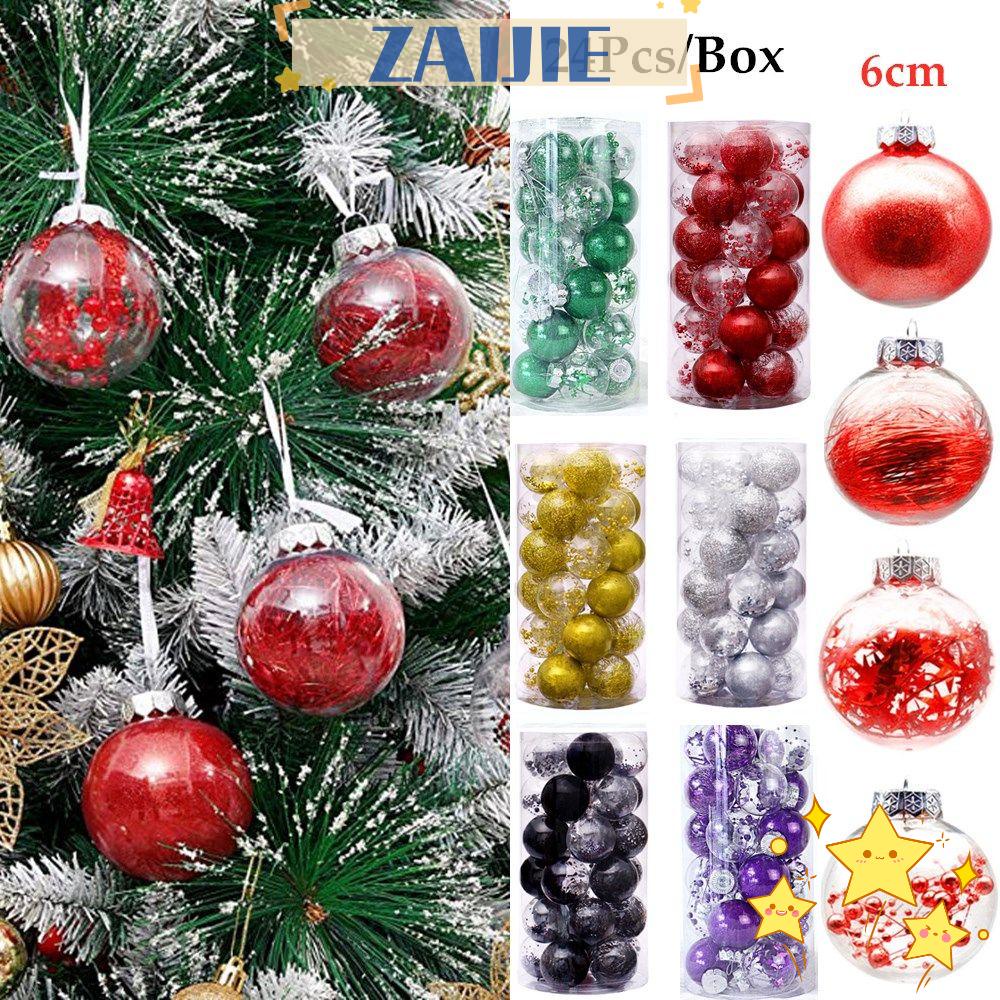 ZAIJIE24 Bộ 24 Quả Châu Nhựa Trang Trí Cây Thông Giáng Sinh