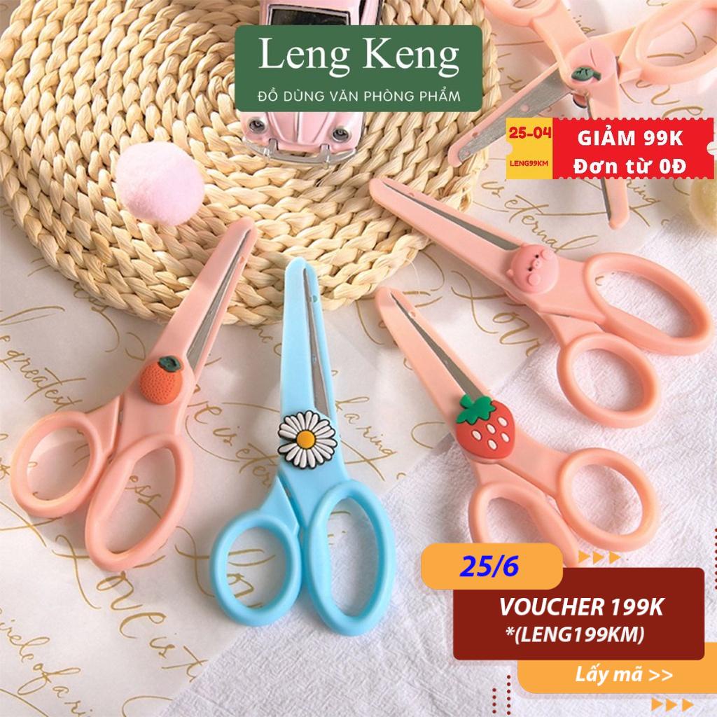 Kéo thủ công văn phòng phẩm Leng Keng cắt giấy học sinh an toàn K53