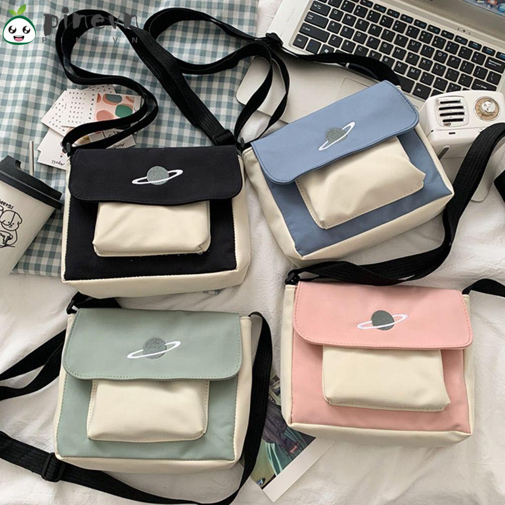 PINEVN Túi Đeo Vai Vải Canvas Thiết Kế Cá Tính Cho Nam Và Nữ