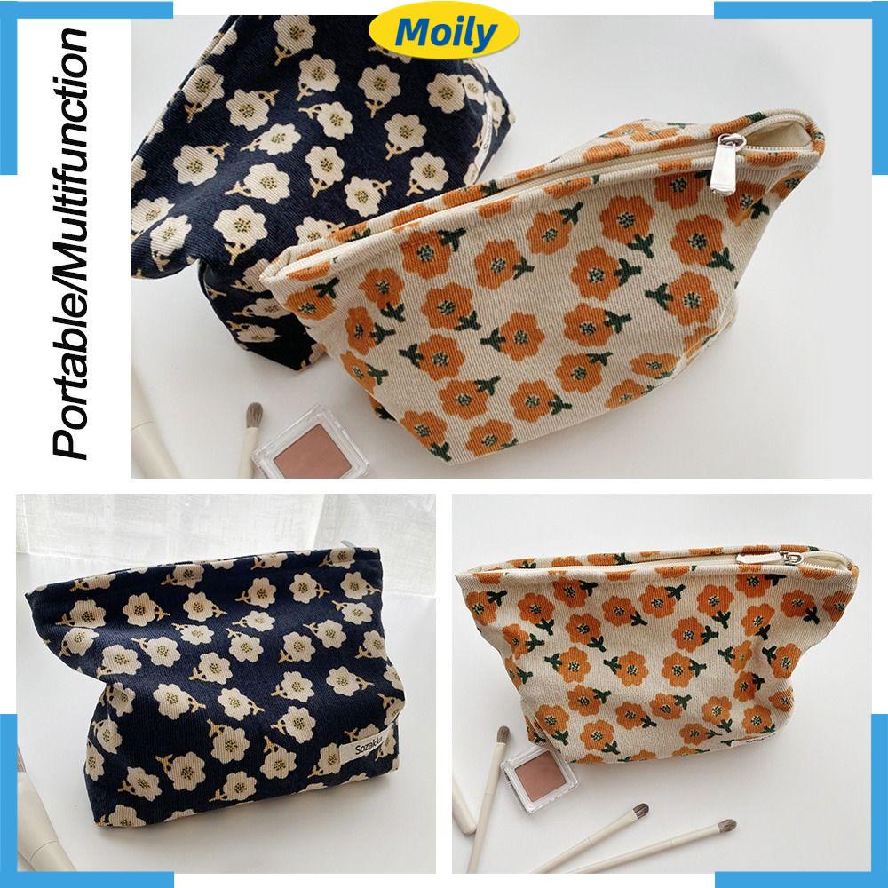 MOILYVN Túi Nhung Đựng Mỹ Phẩm Cỡ Lớn Có Khóa Kéo Tiện Lợi Khi Đi Du Lịch Ốp