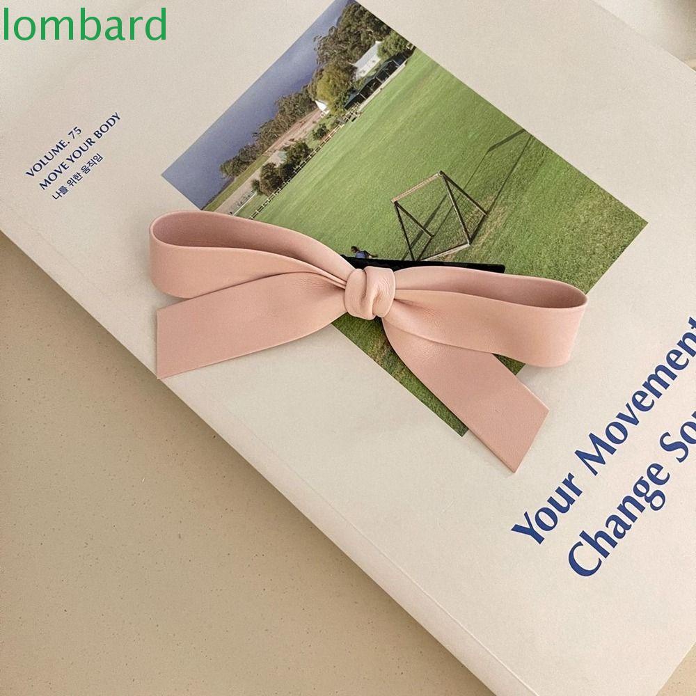 LOMBARD Kẹp Tóc Nơ Da PU Cỡ Nhỏ Dễ Thương Cho Nữ