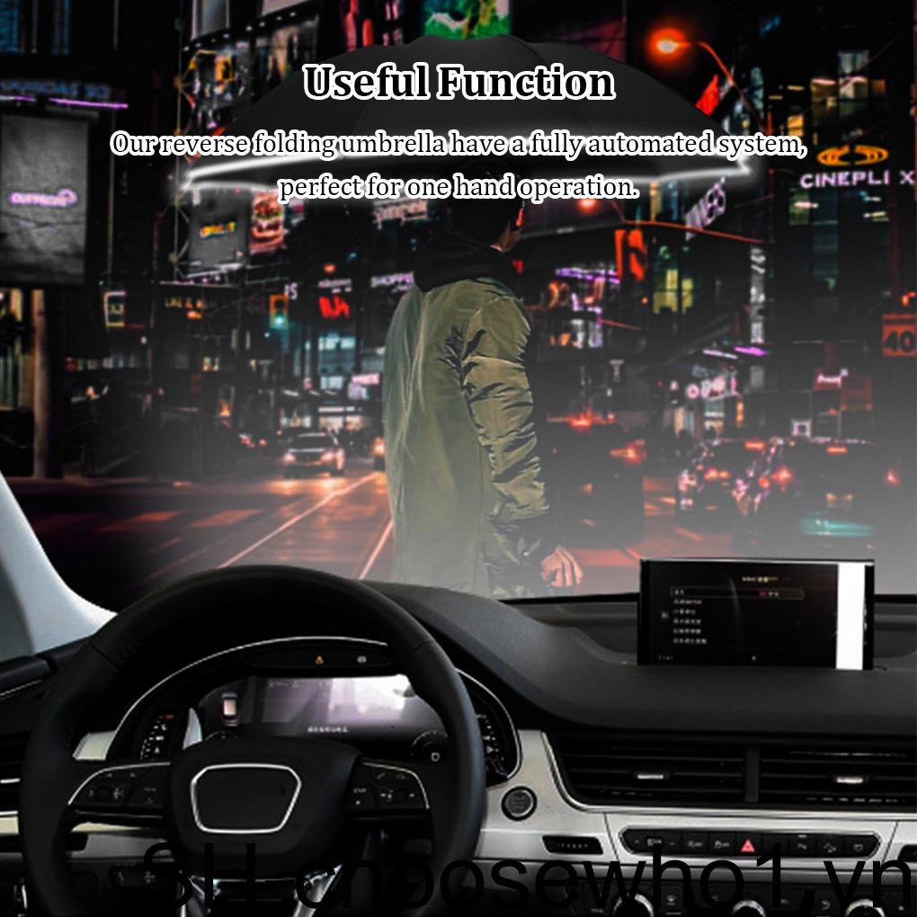 (runbu) Dù Gấp Tự Động Che Mưa Nắng Có Đèn LED Kẻ Sọc Phản Quang Đa Năng Làm Quà Tặng Doanh Nhân Cho Nam Và Nữ