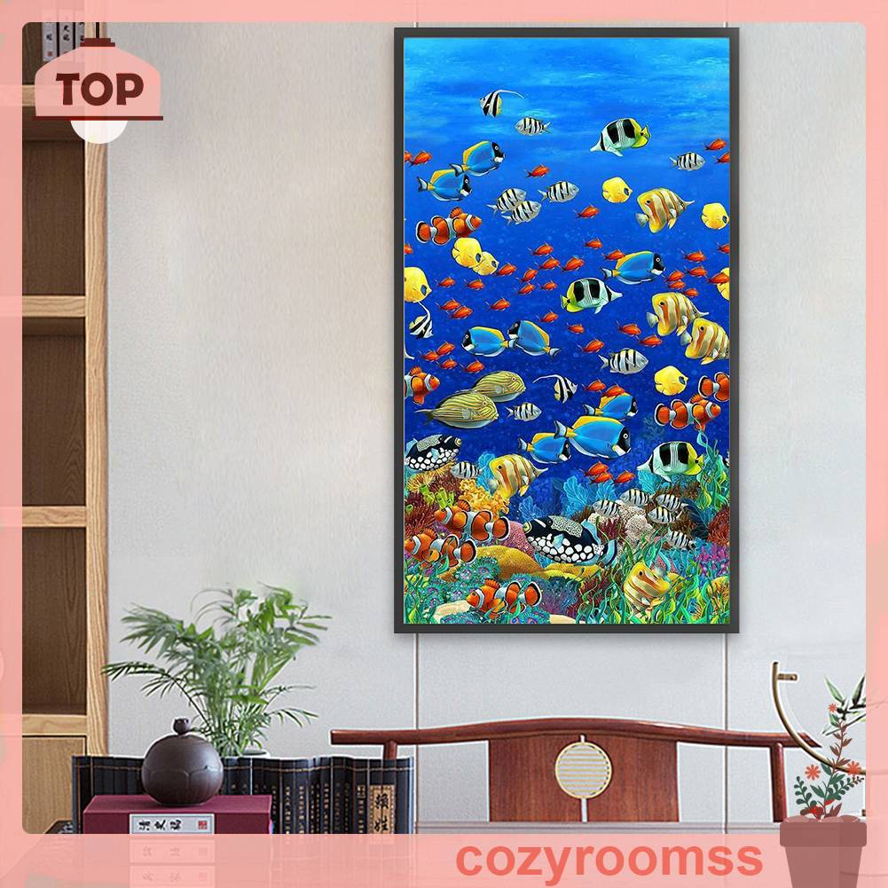 Tranh Đính Đá Kim Cương Toàn Bộ 5D DIY Hình Vẽ Cá Đại Dương